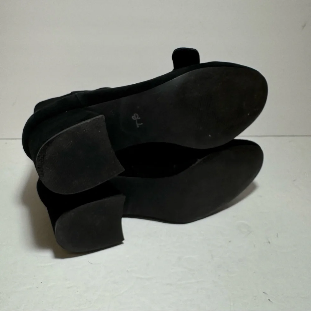 Bleecker & Bond Lacey Black Suede Leather  Heeled Booties Ankle Boots Size 7.5